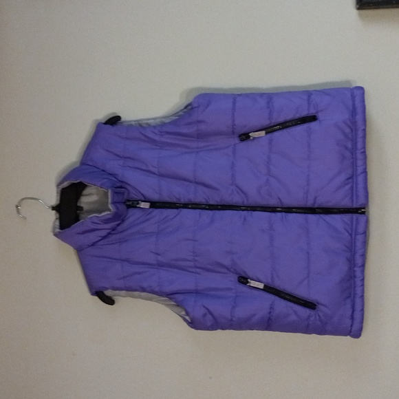 **VINTAGE **Classics Sports Purple and Grey REVERSIBLE Puffer Vest With Pockets - Picture 1 of 11